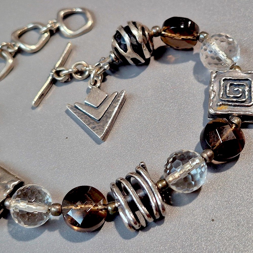Silpada Vintage Sterling Crystal & Smokey Quartz Artistic Bracelet - Picture 4 of 8